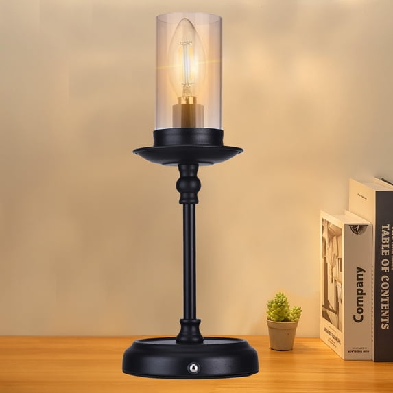 Rechargeable Touch Control Table Lamp - 3-Level Cordless LED Desk Light with 3000K Warm Glow, Modern Acrylic Candlestick Design for Weddings, Parties & Home Decor-1PCS