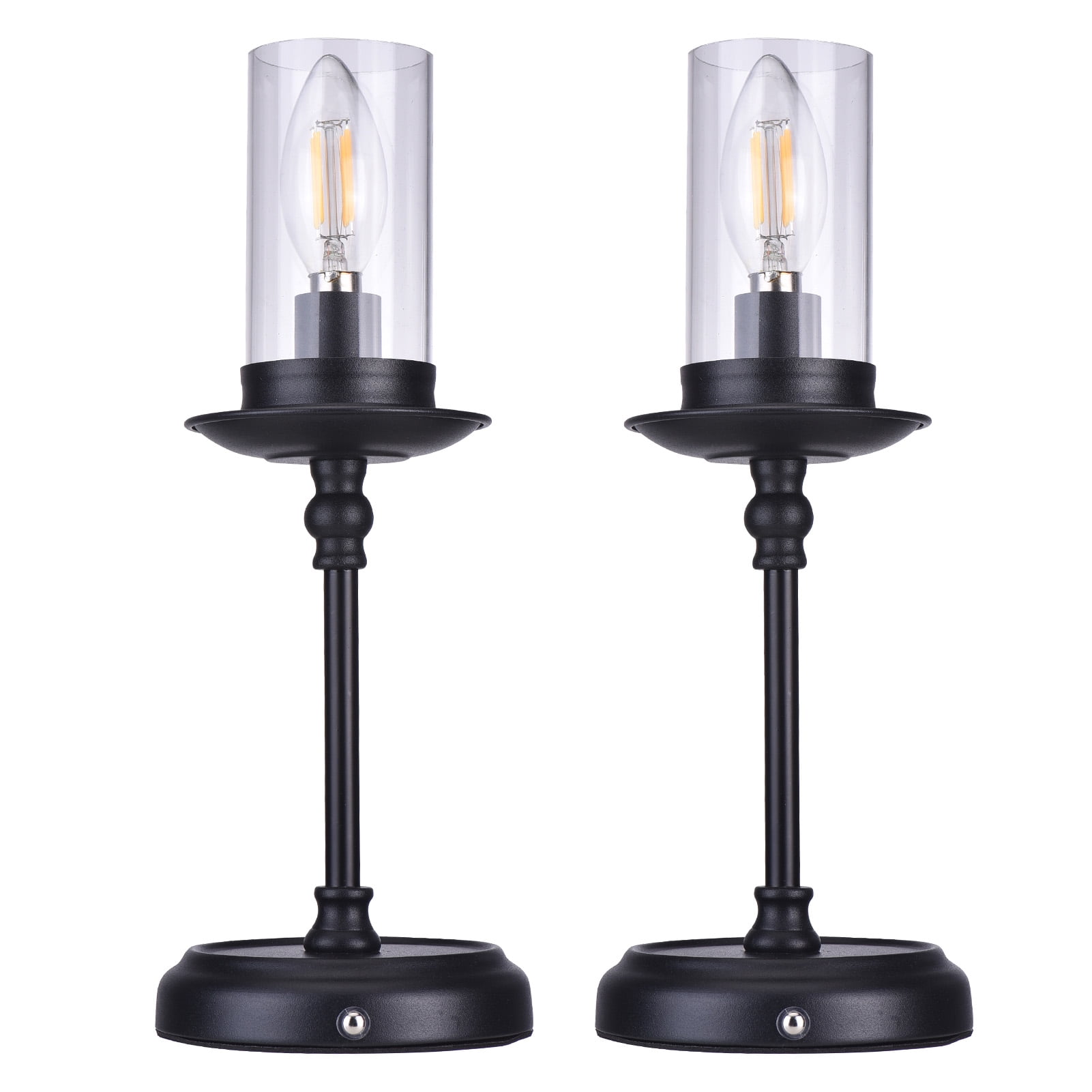 Rechargeable Touch Control Table Lamp - 3-Level Cordless LED Desk Light with 3000K Warm Glow, Modern Acrylic Candlestick Design for Weddings, Parties & Home Decor-2PCS