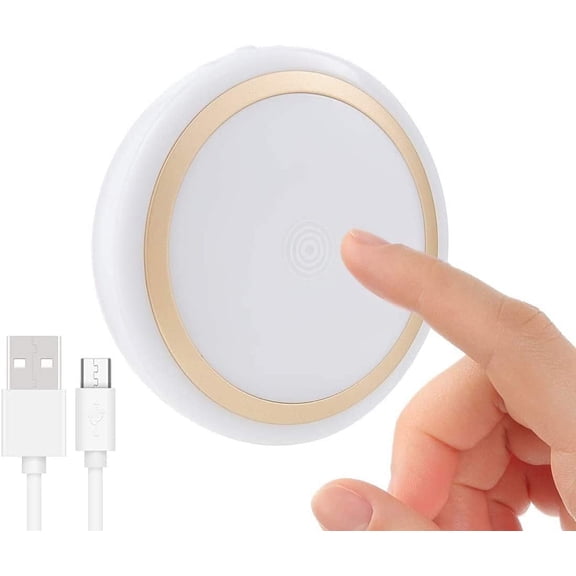 Rechargeable Touch Light with Timer, Dimmable Kids Baby Nursery Night Lamp, Stickon Anywhere LED Push Tap for Closet Cabinet, Brightness Memory, Warm White