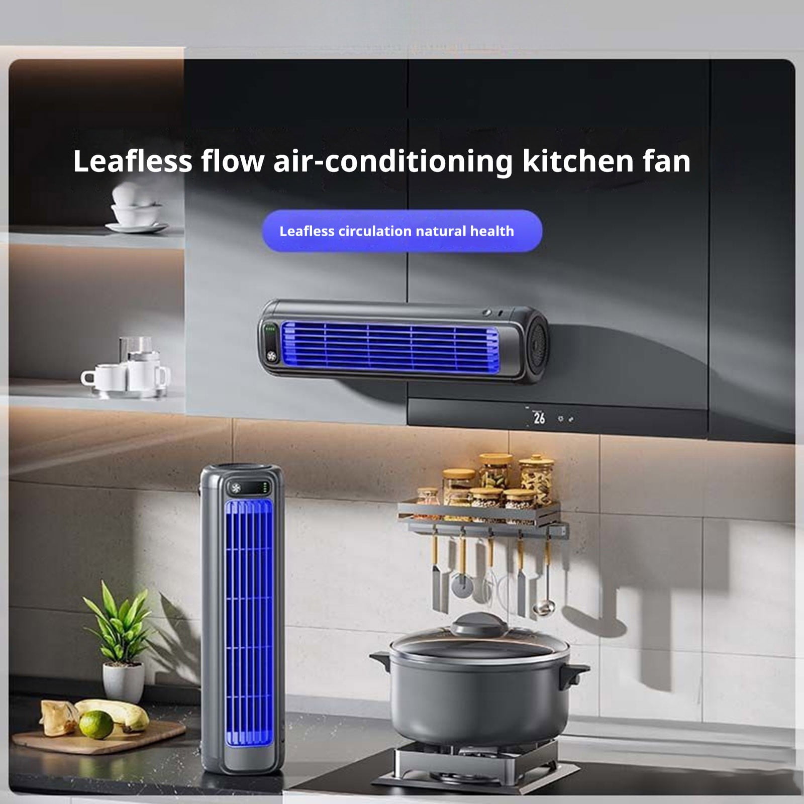 Rechargeable Tower Fan, 3 Speed Quiet Wall Mount & Desktop Fan, 2000mAh Battery Portable USB Cooling Fan for Kitchen Bedroom Office,Blue