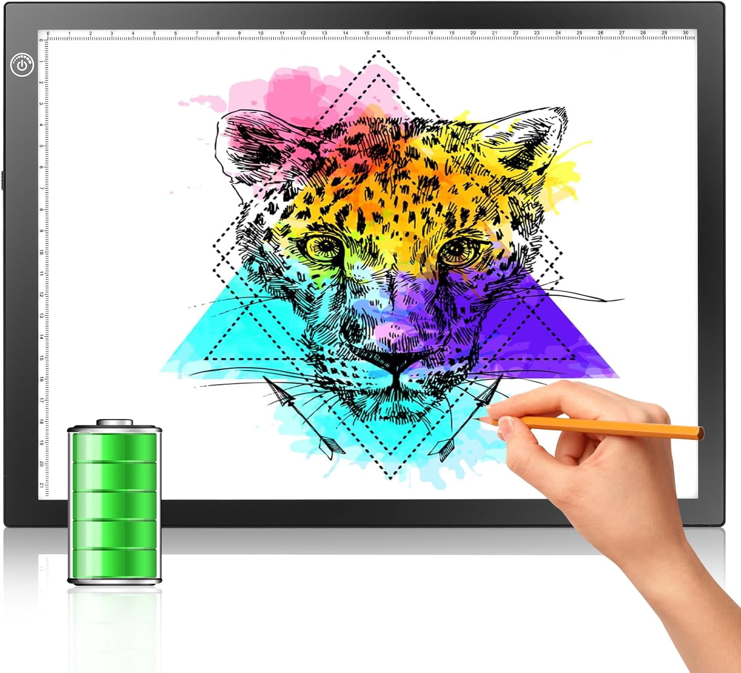 Rechargeable Tracing Light Box, Ultra-Thin Adjustable Battery Powered Artcraft LED Tracer Light Pad Tablet for Drawing, Sketching, Animation, Stenciling, Diamond Art Painting Kits for Adults