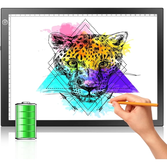 Rechargeable Tracing Light Box, Ultra-Thin Adjustable Battery Powered Artcraft LED Tracer Light Pad Tablet for Drawing, Sketching, Animation, Stenciling, Diamond Art Painting Kits for Adults