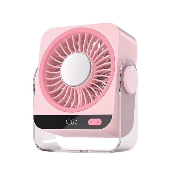 Rechargeable USB Desk Fan with Cooling Function, 5 Speeds, Quiet Operation, Digital Display, 180° Tilt, Portable Personal Fan for Bedroom, Office, Travel, Camping, and RV Use