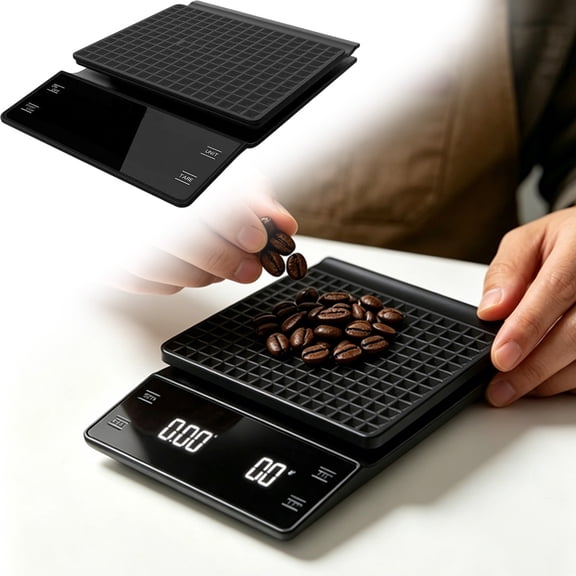 Rechargeable USB Digital Coffee Scale with Timer 0.1g Accuracy, Compact Kitchen Scale for Hand Drip Pour Over Coffee, Baking Cooking, Tare Function, Long Battery Life for Daily Use, By Harlik