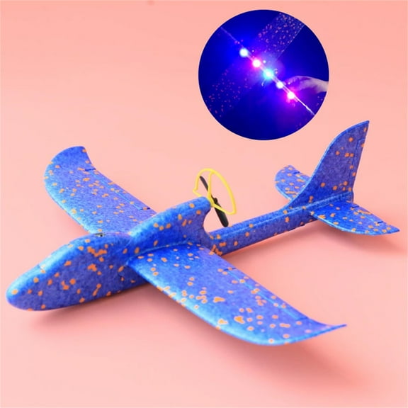 Rechargeable USB Electric Foam Throwing Glider Plane, LED Light Flying Aircraft Model, Hand Toss Boomerang Flyer for Outdoor Garden Fun