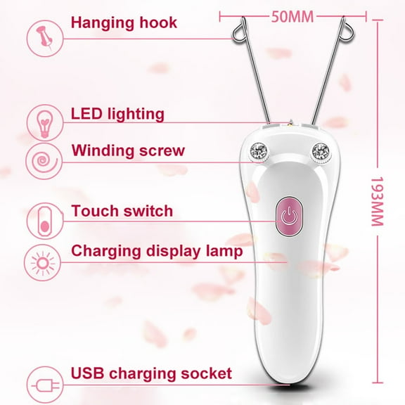 Rechargeable USB Epilator, Hair Removal Device, Physical Hair Removal for Face Legs and Arms, Portable Lightweight Rose Color