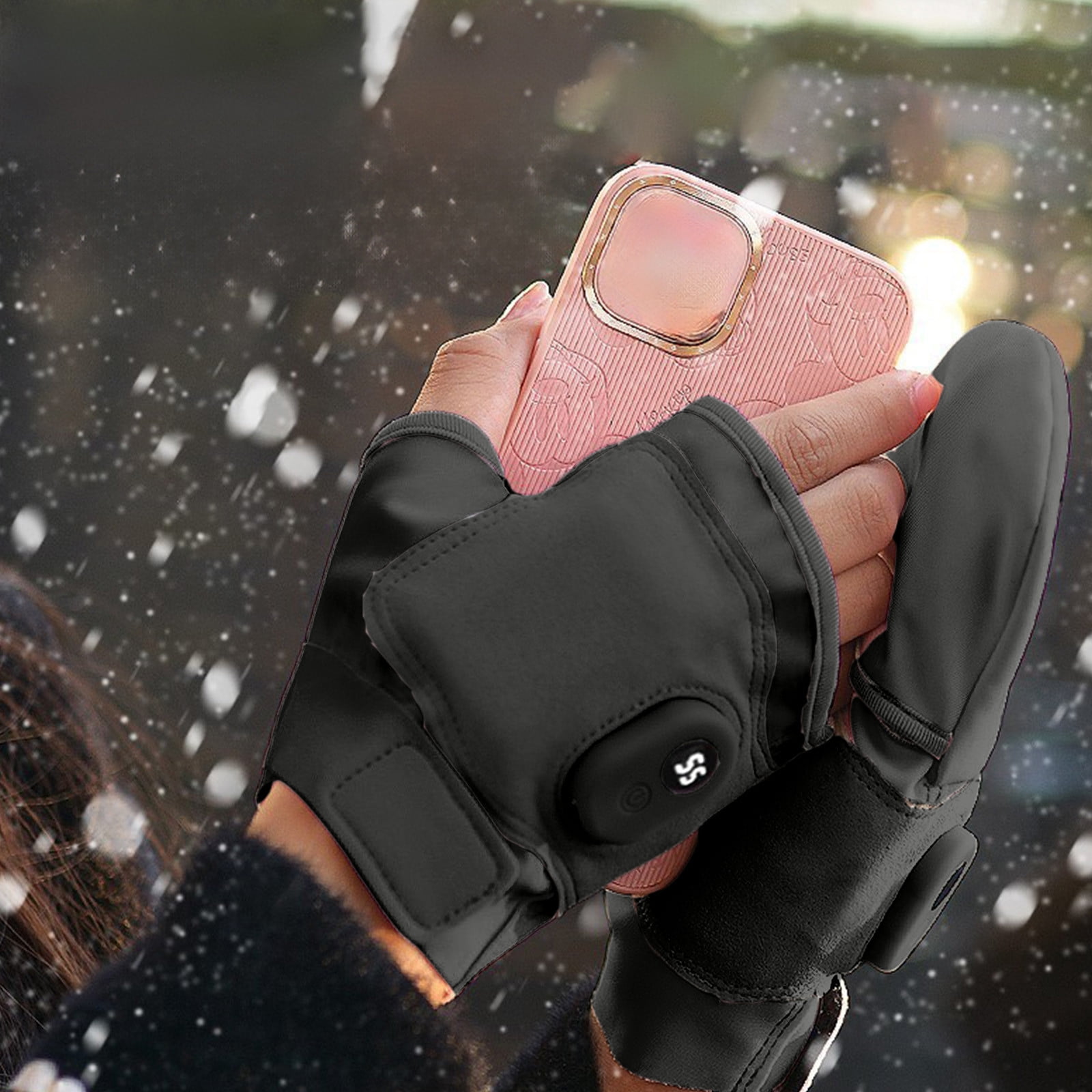 Rechargeable USB Heated Gloves - Portable Hand Warmers with Temperature Control, Quick Heat for Winter Outdoor & Indoor Use - Comfortable, Stylish, Long-Lasting Battery Black