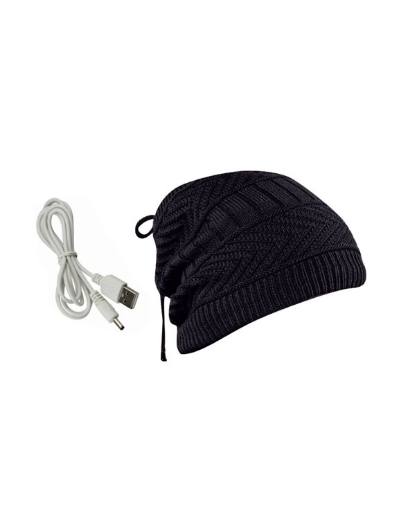 Rechargeable USB Heated Winter Hat with Neck Warmer, Adjustable Temperature Electric Beanie for Outdoor Sports, Skiing, Hiking and Cold Weather Commuting