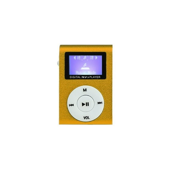 Rechargeable USB Support 32GB Micro SD TF Card Slot Music Media MP3 Player LCD Screen Metal Clip GOLD