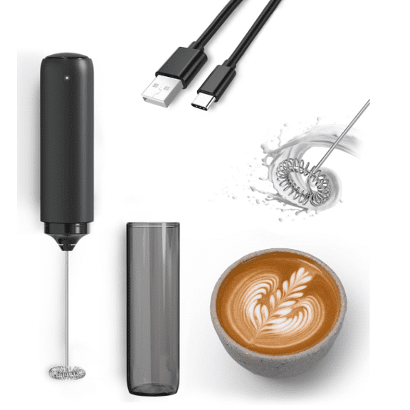 Rechargeable USB milk bubbler, hand-held electric foam machine, mixed beverage mixer and bubbler with coffee, latte, matcha, hot chocolate