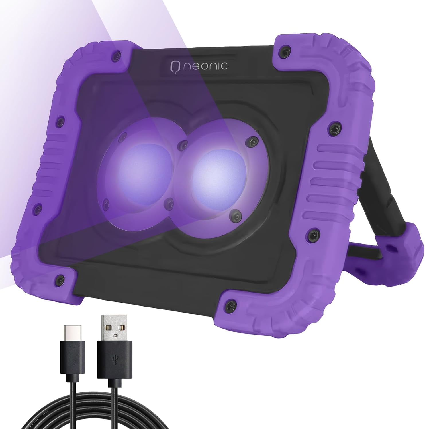 Rechargeable UV LED Black Light, Battery Operated Powered Blacklight, Cordless 395nm Ultraviolet Flood Light, Neon Glow Party, Blacklight Catfishing