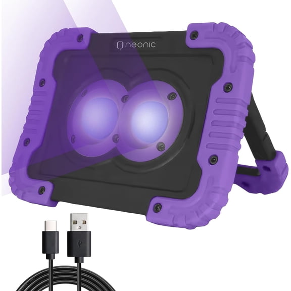 Rechargeable UV LED Black Light, Battery Operated Powered Blacklight, Cordless 395nm Ultraviolet Flood Light, Neon Glow Party, Blacklight Catfishing