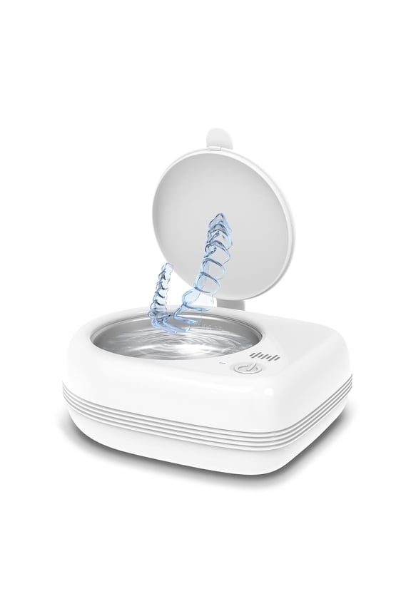 Rechargeable Ultrasonic Retainer Cleaner Machine | 50kHz 1.9 inch Ultra-Thin Portable | Night Guard Aligners Jewelry |6pcs Cleaner Tablets Included | Quick & Deep Clean Modes | FSA HSA Approved