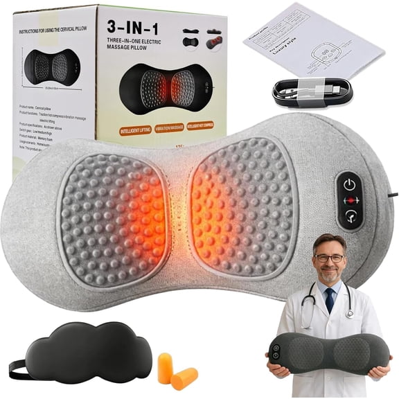 Rechargeable Upgraded Smooth Triple Fusion Back Massager, 3 in 1 Back Massager for Sciatica, Massage Relaxer for Neck, Shoulders and Suitable Smooth Spine