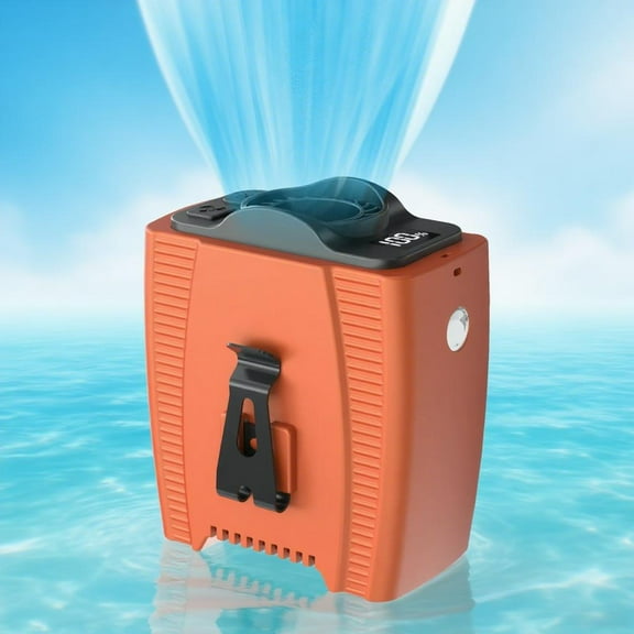 Rechargeable Waist Fan with LED Light - 5 Speeds, 3 Light Modes, Type-C Charging, Long Battery Life. Stay Cool & Prepared Anywhere (Orange)