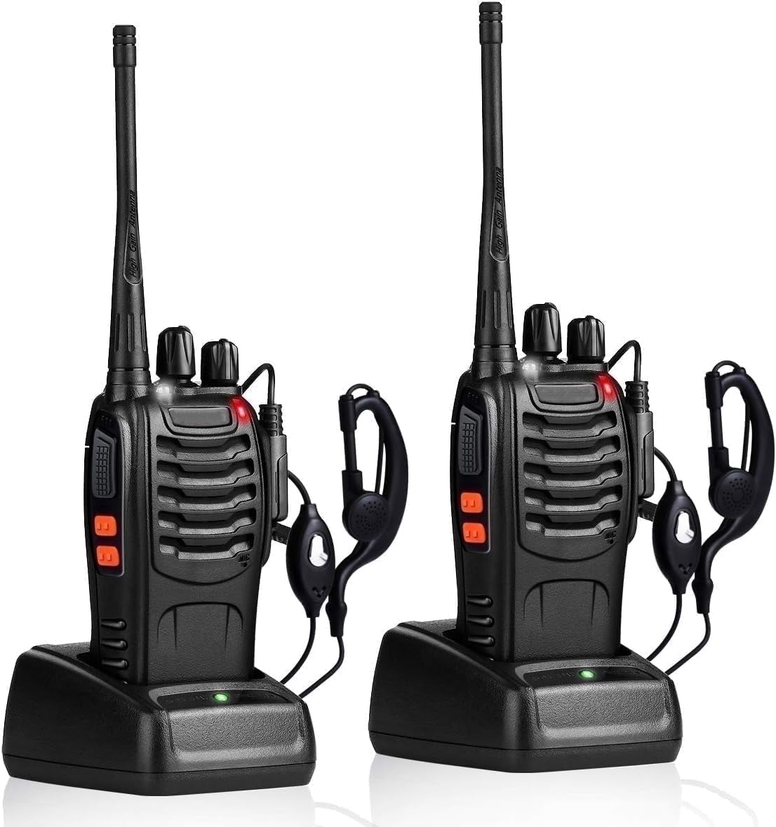 Finew Rechargeable Walkie Talkies Long Range, 2-Way Radios Walkie Talkies for Adults with Earpieces, Walky Talky with Li-ion Battery Flashlight and Charger(2 Pack)