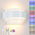 thumbnail image 1 of Rechargeable Wall Sconces with Remote Control, Cordless Wall Light Battery Operated Dimmable, Black Light Fixture for Living Room Bedroom, 16 RGB Colors, Bulb Included, 1 of 8
