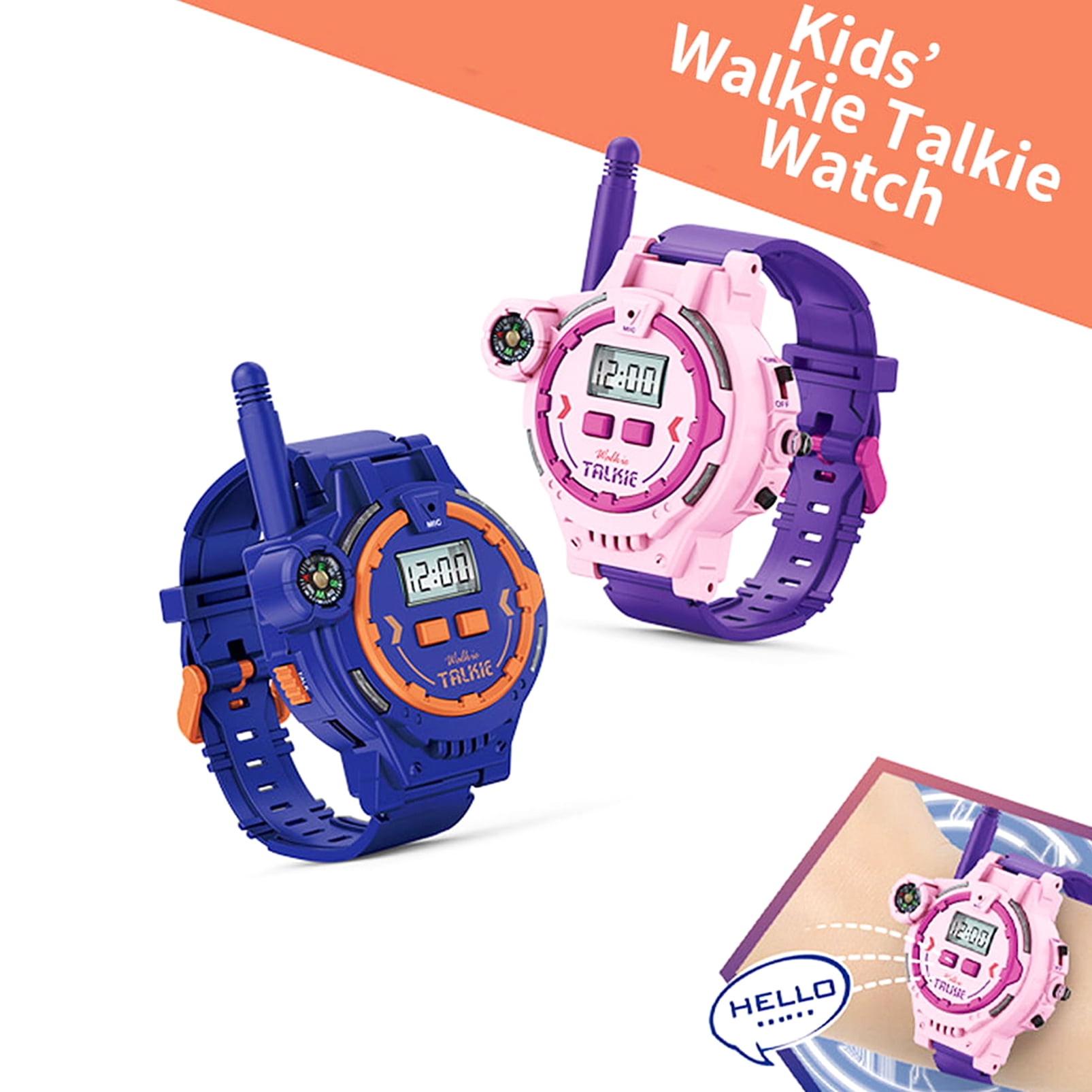 Rechargeable Watch Walkie Talkies for Kids, in Multifunctional Two-Way  Radio Walky Talky with Flashlight, Outdoor Interphones Toys, Pink+ Blue 