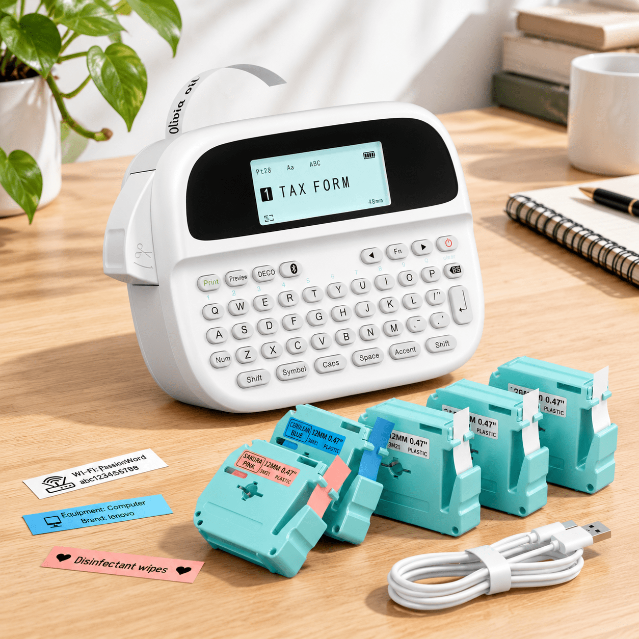 Label Maker Large Size Rechargeable Waterproof Label Maker with Tapes, Portable Thermal Label ...