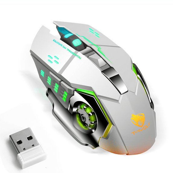 Rechargeable Wireless Bluetooth Mouse Multi-Device (Tri-Mode:BT 5.0/4.0+2.4Ghz) with 3 DPI Options, Ergonomic Optical Portable Silent Mouse for Mate X2 4G White Green