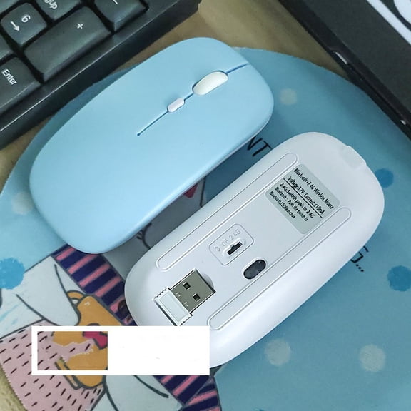 Rechargeable Wireless Bluetooth Mouse, Silent Ergonomic Design, 3-Level DPI 800-1200-1600, Dual Mode Bluetooth + Receiver, Compatible with iPad Computer Laptop Tablet Phone