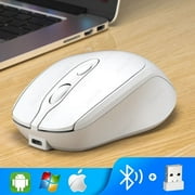 Rechargeable Wireless Bluetooth Mouse Silent WIRELESS COMPUT MOUS USB Ergonomic Gamer Mouse For Computer Laptop Macbook White