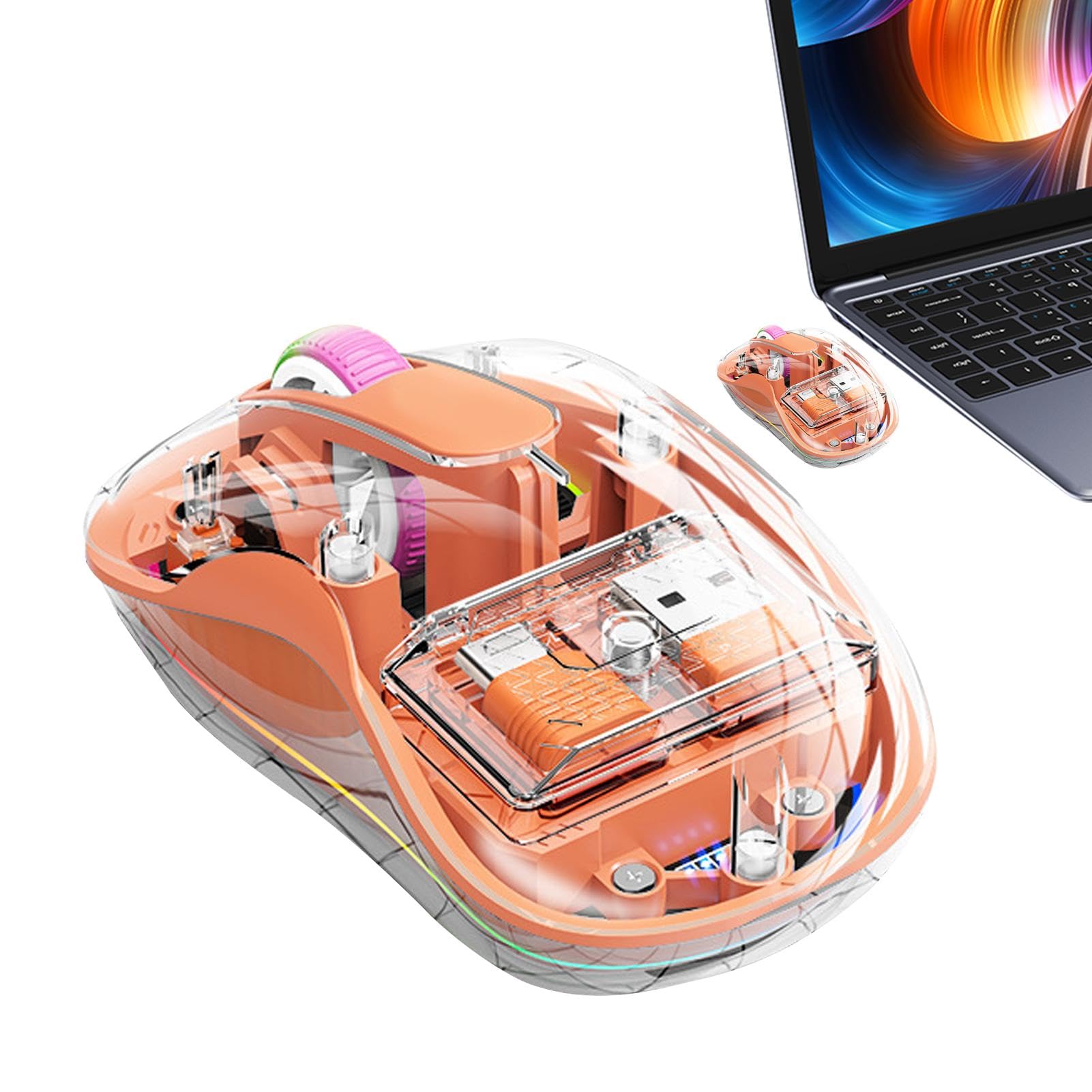 Rgb Transparent Mouse Computer Rechargeable Wireless Computer Control | RGB Light Computer Computer ...