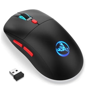 Rechargeable Wireless Gaming Mouse 2.4G Computer Mouse with Adjustable DPI, Colorful Light, Side Buttons, Ergonomic Optical Mice for PC, Laptop,Gamer PS4 Xbox One Xbox 360,Black