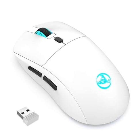 Rechargeable Wireless Gaming Mouse 2.4G Computer Mouse with Adjustable DPI, Colorful Light, Side Buttons, Ergonomic Optical Mice for PC, Laptop,Gamer PS4 Xbox One Xbox 360,White