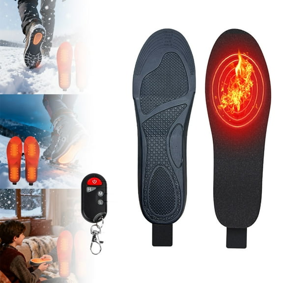 Rechargeable Wireless Heating Insoles for Plantar Fasciitis with Remote Control, Ergonomic Design Adjustable Size Heated Insoles for Cold Feet Comfort in Winter