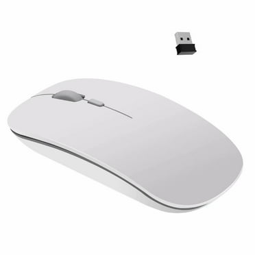 Rechargeable Wireless Mouse,ZMART 2.4G Slim Mute Silent Click Noiseless Optical Mouse with USB Receiver (Stored at Bottom of The Mouse) Compatible with Notebook, PC, Laptop, Computer, MacBook-Silver