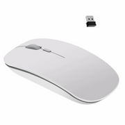 Rechargeable Wireless Mouse,ZMART 2.4G Slim Mute Silent Click Noiseless Optical Mouse with USB Receiver Stored at Bottom of The Mouse Compatible with Notebook, PC, Laptop, Computer, MacBook-Silver