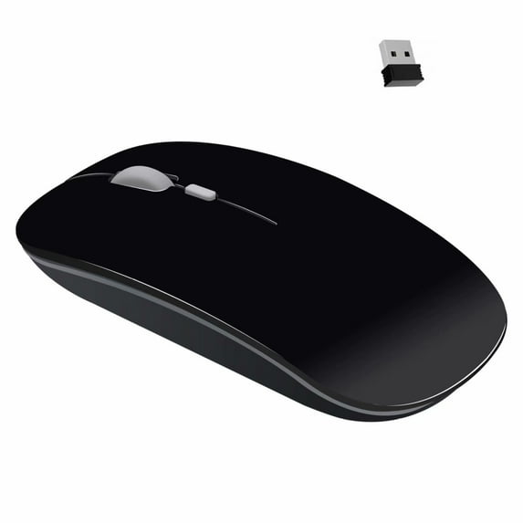Rechargeable Wireless Mouse,ZMART 2.4Ghz Silent Computer Office Portable Slim Optical Mouse with USB Receiver Computer Mouse, 3-Level Adjustable DPI for Notebook/PC/Laptop/Computer/Macbook-Black