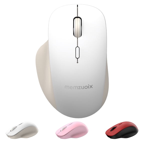 Silent Dual Mode Wireless Mouse Rechargeable, Bluetooth 5.3 + 2.4GHz USB Receiver, USB-C Charging 500mAh Long Battery, 3-Level DPI Adjustable, Ergonomic Right-Hand Mouse for Windows Mac Chrome Tablet