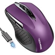 Rechargeable Wireless Mouse,Bluetooth MouseBT5.0/3.0 & 2.4G,Wireless Mouse with USB Receiver,4800 DPI Optical Tracking,6 Adjustable DPI,Ergonomic Grips,6 Buttons