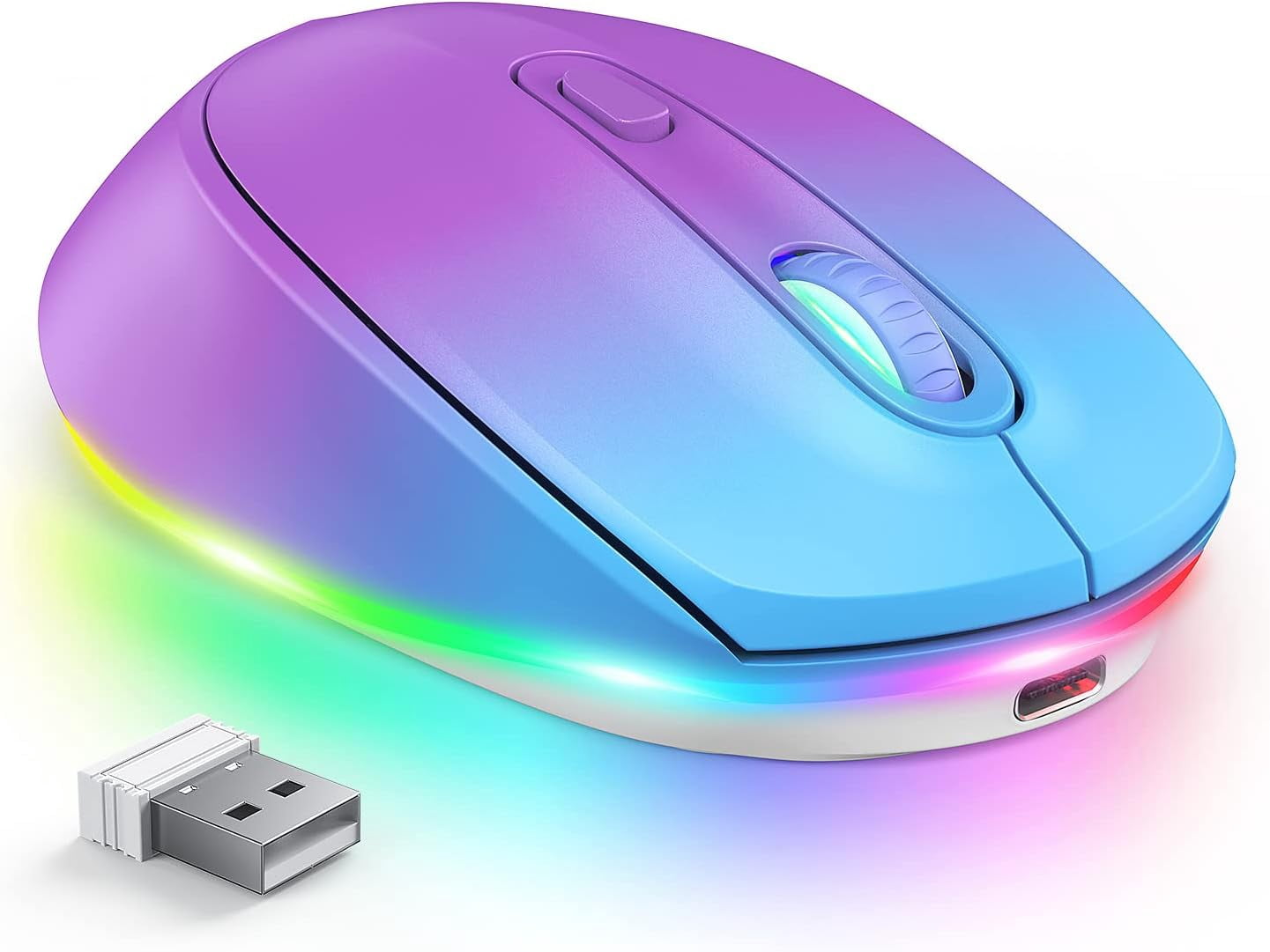 Rechargeable Wireless Mouse -Light Up Mouse for Laptop, Small Cordless ...