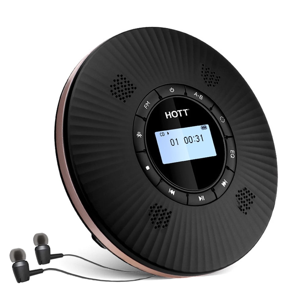 Rechargeable Wireless Portable CD Player with FM Transmission Function for Car, Built-in 4 Speaker, ASP Shockproof, Personal MP3/CD Music Disc Player