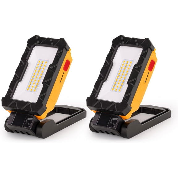 Rechargeable Work Light 1000 Lumens LED with Magnetic Base and Hanging Hook 360 Rotate 200 Swivel 2 Pack Orange Bestseling