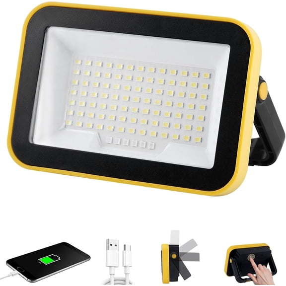Rechargeable Work Light with Tripod Hole, 40W Portable Flood Light , LED Work Lights Cordless Job Site Lighting 180? Rotate for Garage Camping Repairing