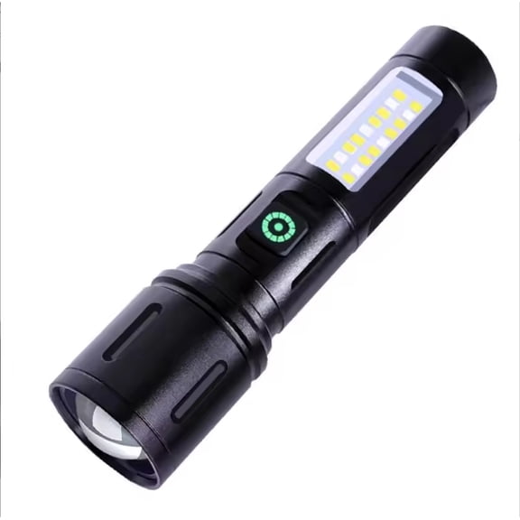 Rechargeable Zoom Flashlight, 6 Modes, Side COB Light, Type-C Fast Charge