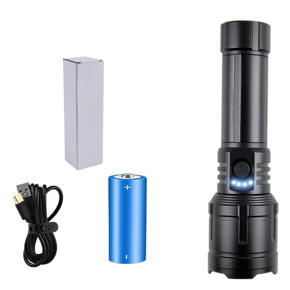 Rechargeable Zoom Flashlight with USB-C Charging, LED Flashlight with Power Indicator, Aluminum Alloy Handheld Flashlight for Outdoor and Emergency Use