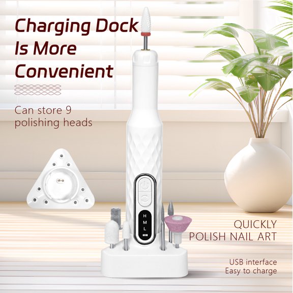 Rechargeable electric nail polishing machine, portable travel nail grinder, practical gift for DIY nail art enthusiasts