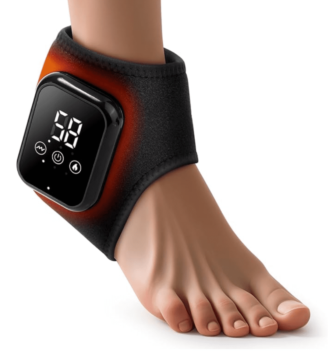 Rechargeable foot and ankle massage heating pad, portable foot massager, warm vibration relaxation, suitable for home, office, and travel use.