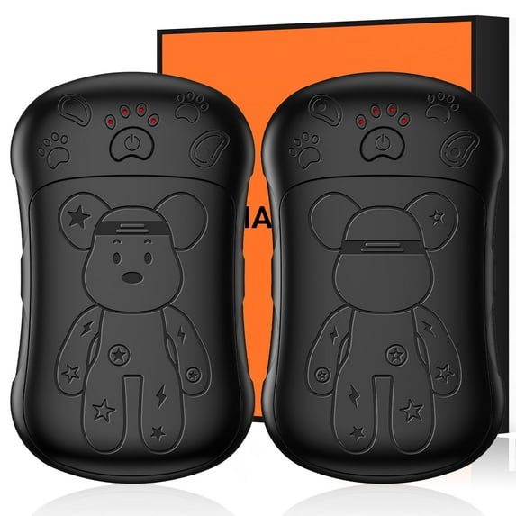 Rechargeable hand warmer 2-pack (black), 2-in-1 electric hand warmer, 6000mAh portable pocket hand warmer, double-sided heating, suitable for all ages, golf, outdoor sports, camping, Christmas gifts