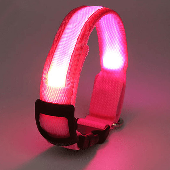 Rechargeable light emitting dog collar light, adjustable soft mesh safety dog collar for comfort,