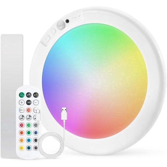 Rechargeable remote ceiling light RGB color changing white light, induction shower light, magnetic infrared bulb suitable for bathroom, spa center, porch, terrace - RGBW RGB system (not included), in