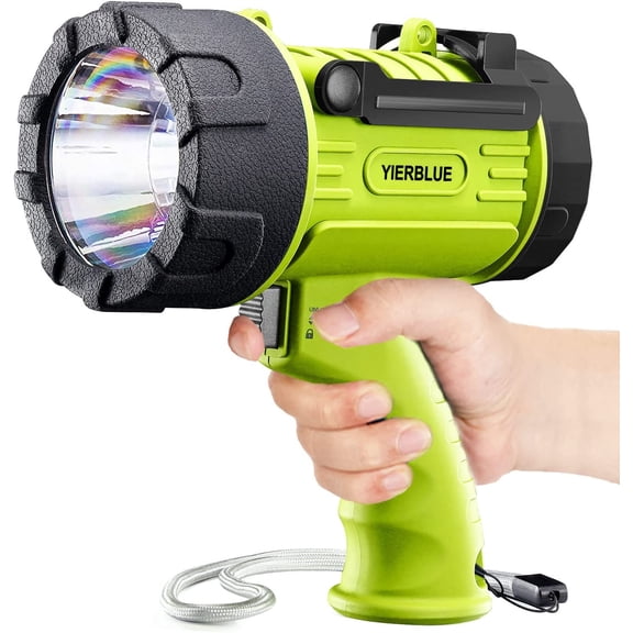 Rechargeable spotlight flashlight, 2000,000 high lumens, 67 waterproof long-range spotlight searchlight, shock-resistant handheld spotlight with foldable stand and red lens