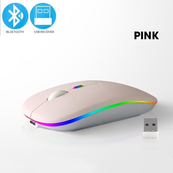 Rechargeable wireless mouse for macbook, bluetooth 5.1, 2.4Ghz, usb, rgb, 1600dpi, tablet, computer, laptop, pc
