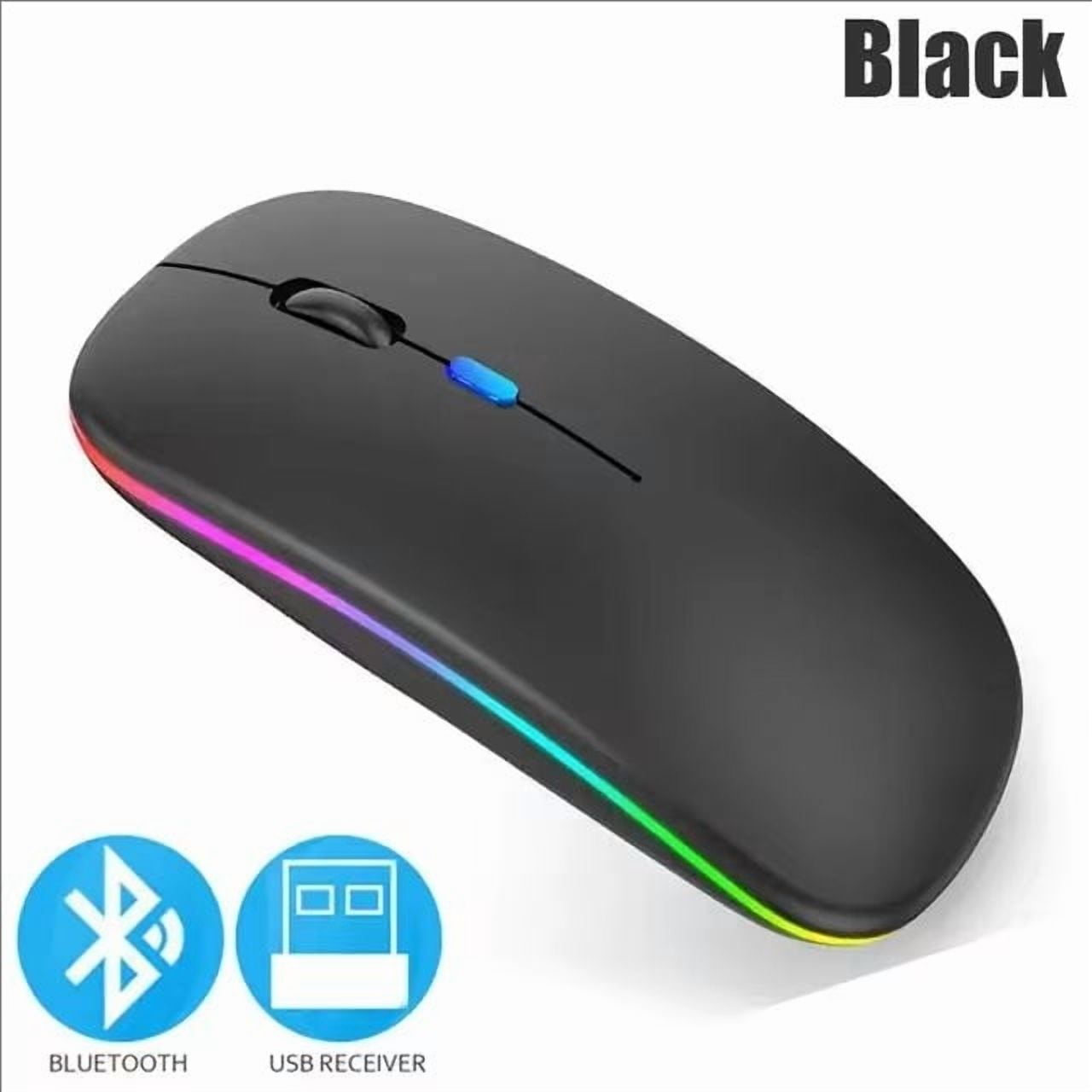 Rechargeable wireless mouse for macbook, bluetooth 5.1, 2.4Ghz, usb, rgb, 1600dpi, tablet, computer, laptop, pc