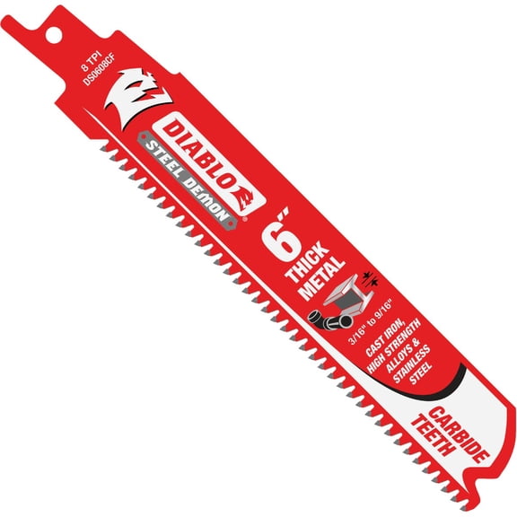 3-pack Diablo Reciprocating Saw Blade - 8 TPI, 6 In - 3 Pack — Heavy-Duty Construction, Professional Use